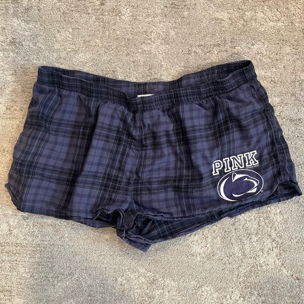 PINK Victoria's Secret Navy Plaid Athletic Shorts Penn State